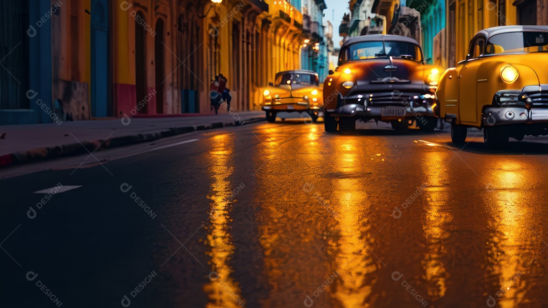 Imagem realista de cidade iluminada.