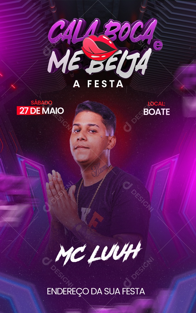Social Media Story Cala Boca E Me Beija A Festa Mc Luuh PSD Editável