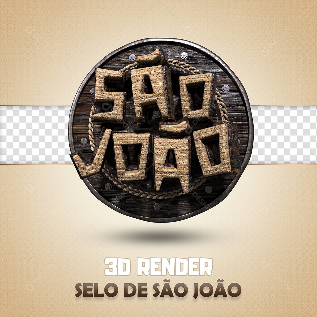 Selo 3D São João Madeira Para Composição PSD