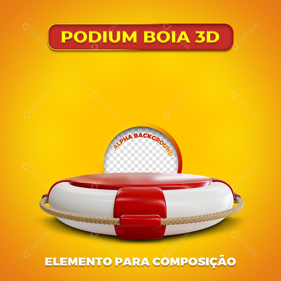 Elemento 3D Podium Boia Para Composição PSD