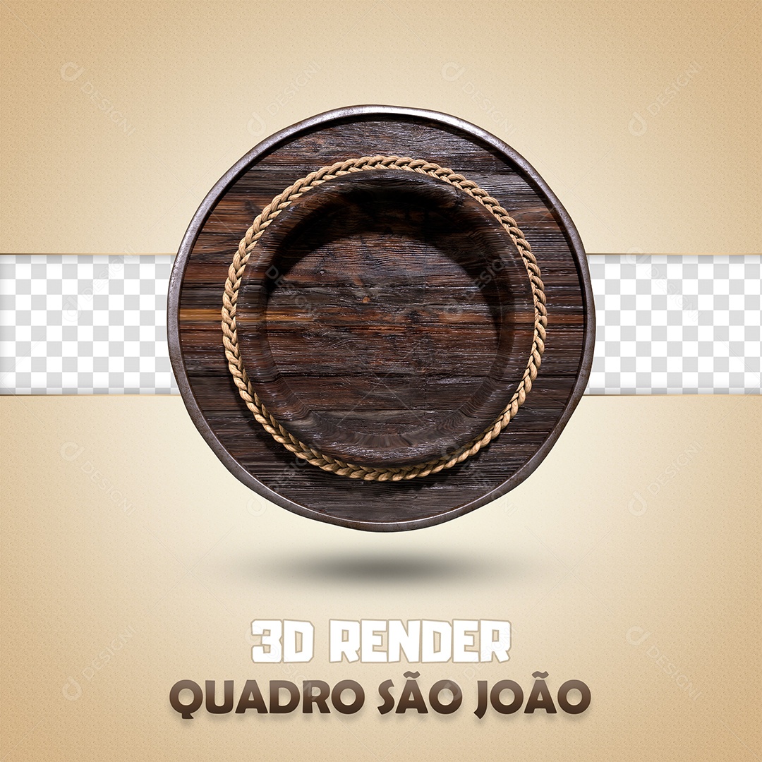 Elemento 3D Quadro De Madeira Circular Madeira Para Composição PSD
