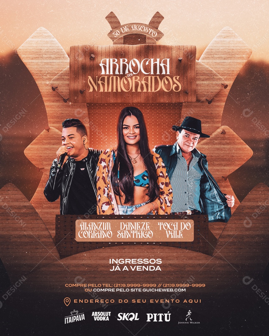 Flyer Arrocha dos Namorados Social Media PSD Editável