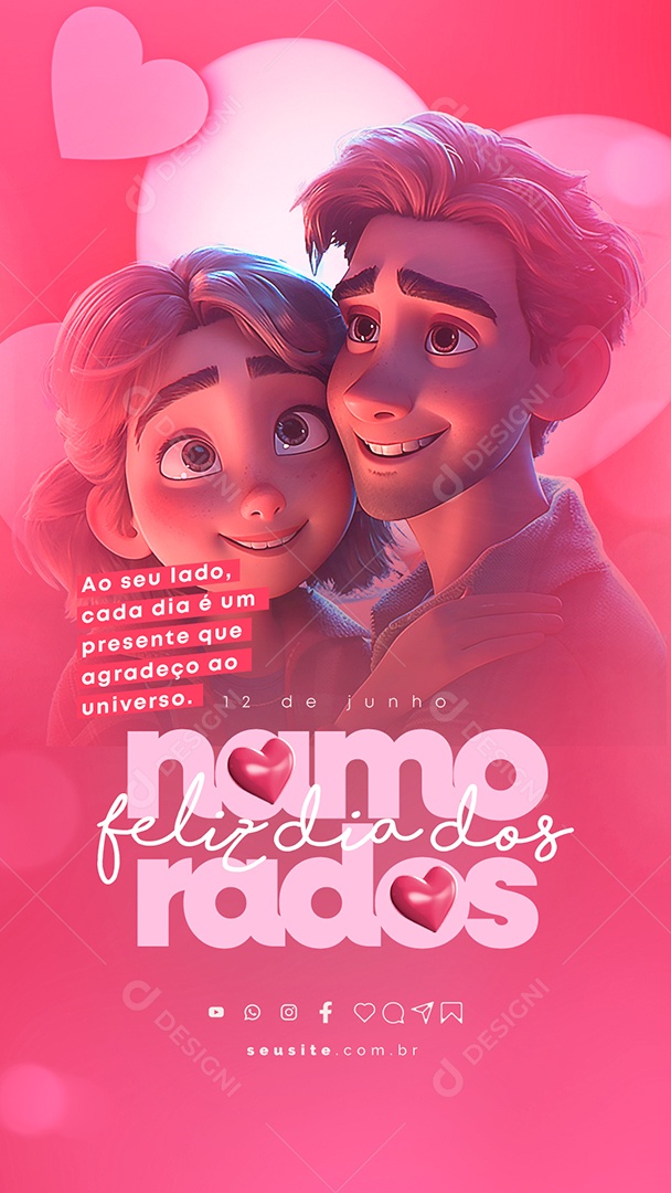 Story Ao Seu Lado Cada Dia é Um Presente Dia Dos Namorados Social Media PSD Editável