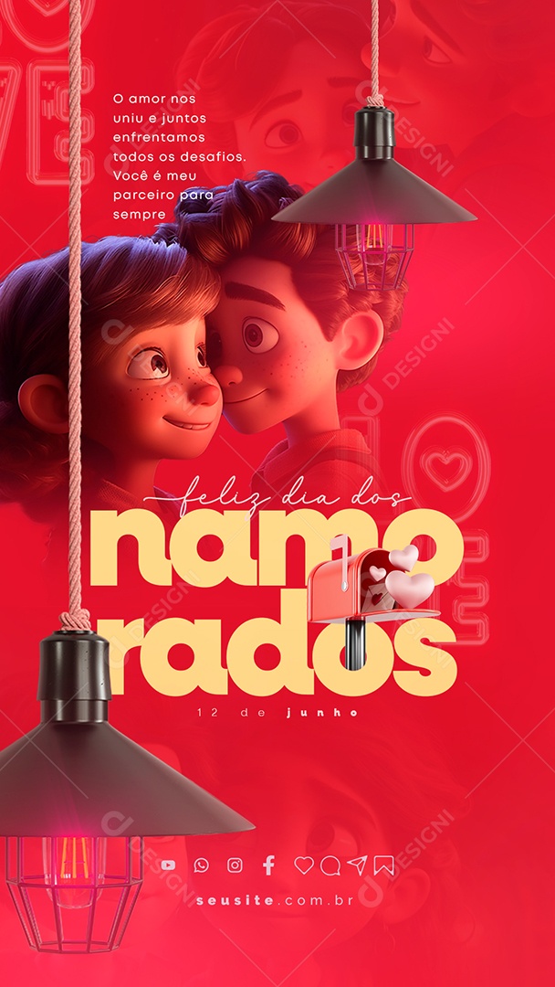 Story O Amor Nos Uniu e Juntos Dia Dos Namorados Social Media PSD Editável