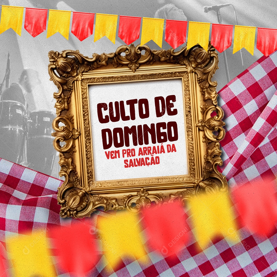 Culto De Domingo Vem Pro Arraiá Da Salvação Gospel Social Media PSD Editável