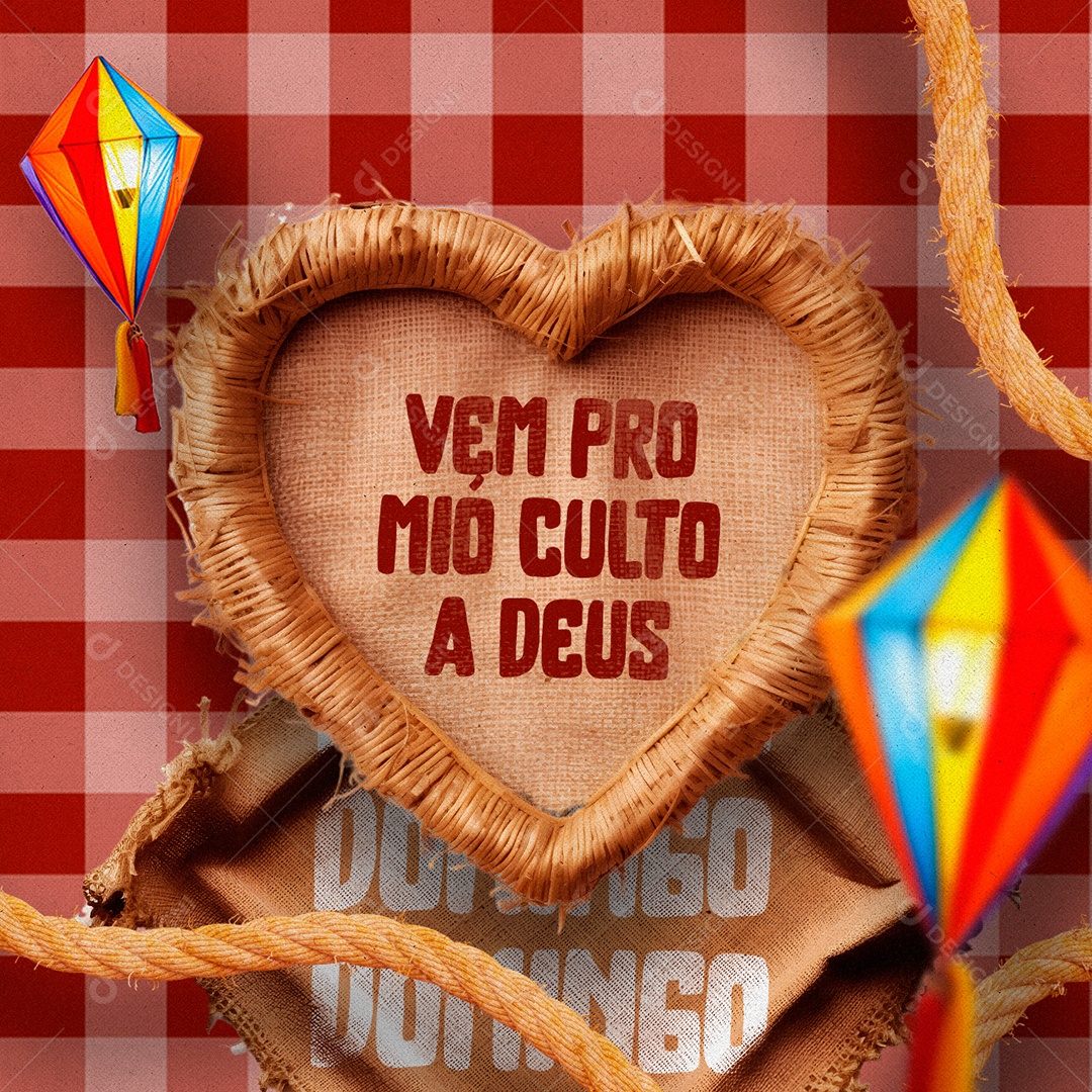 Vem Pro Mió Culto A Deus Gospel Social Media PSD Editável