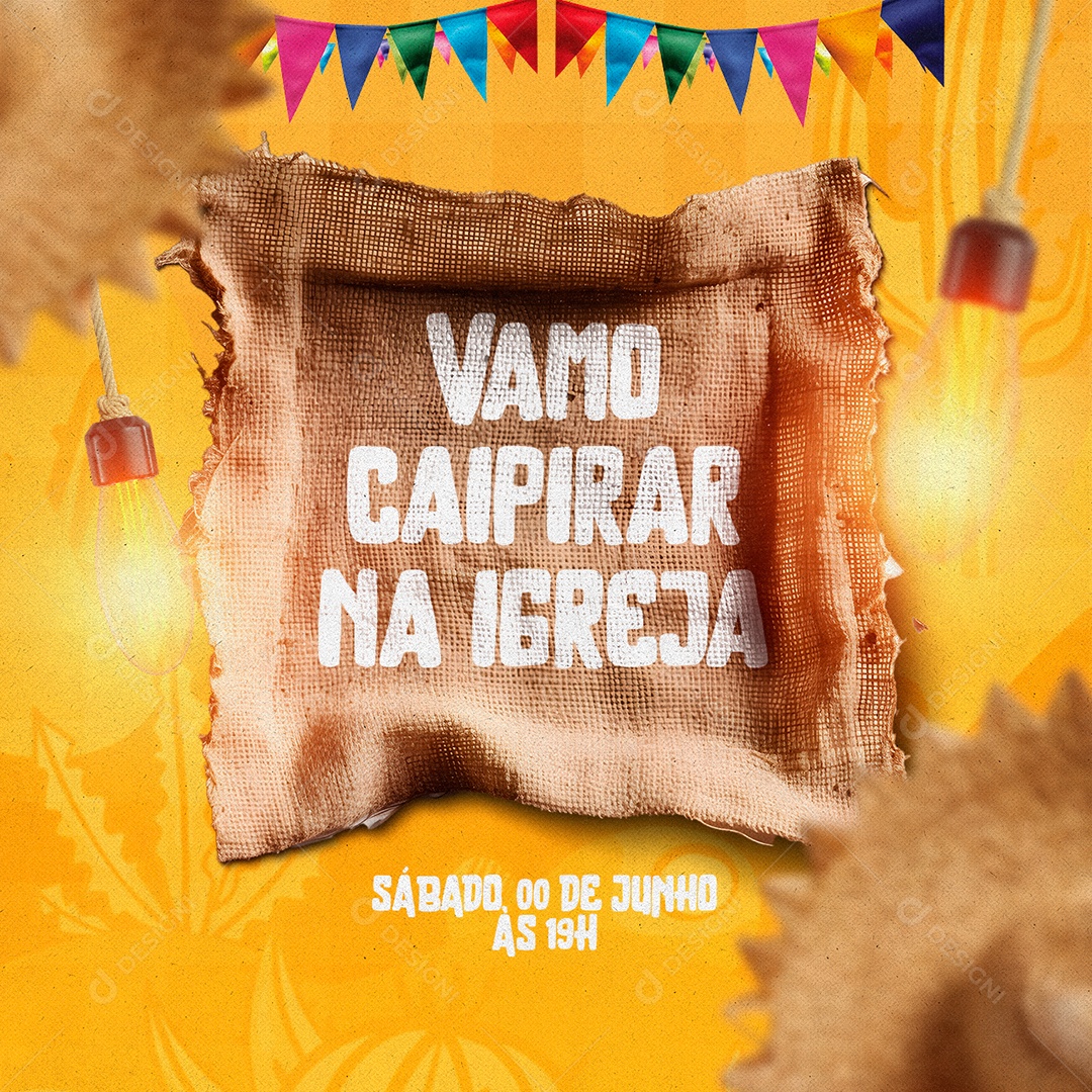 Vamo Caipirar Na Igreja Gospel Social Media PSD Editável