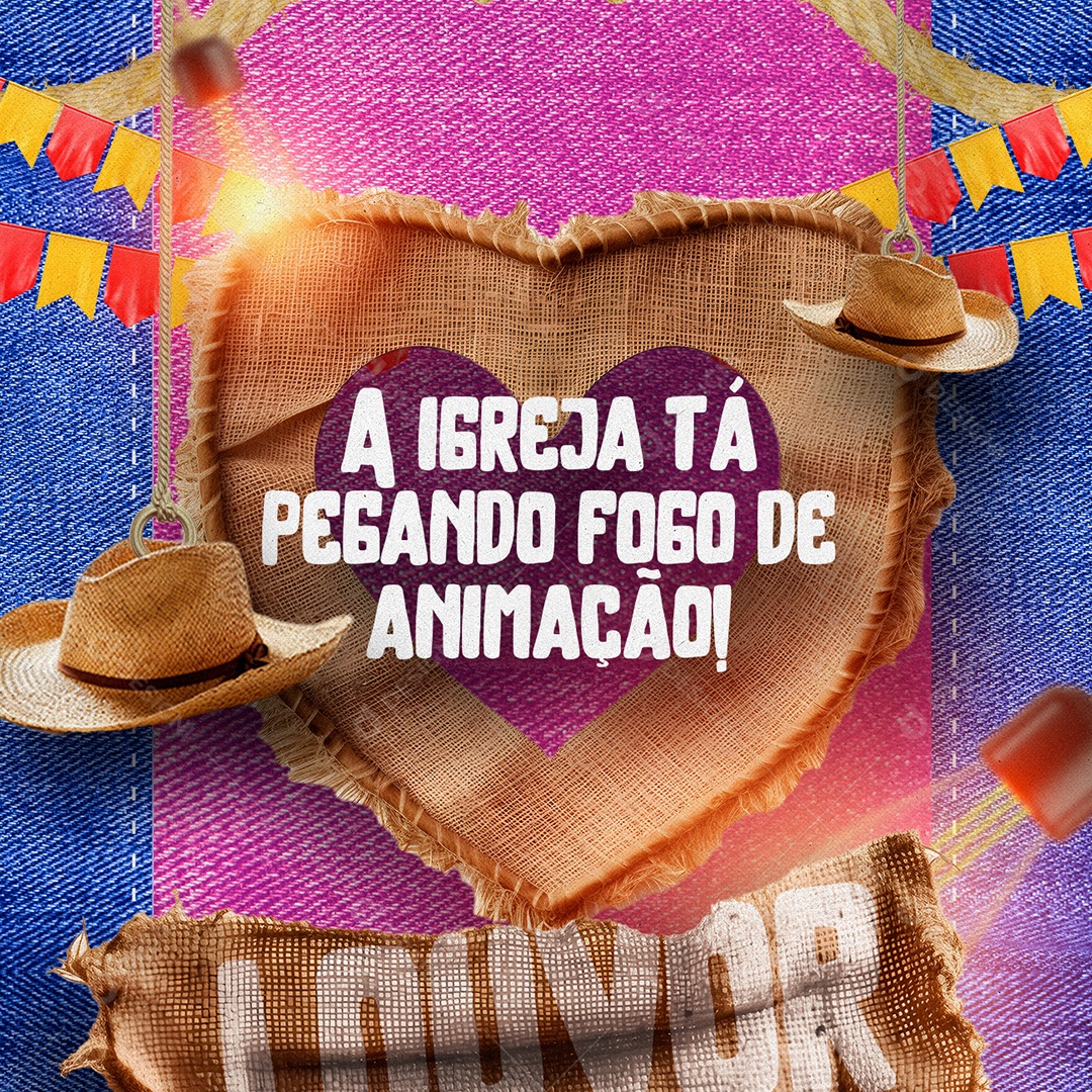 A Igreja Tá Pegando Fogo De Animação Louvor Gospel Social Media PSD Editável