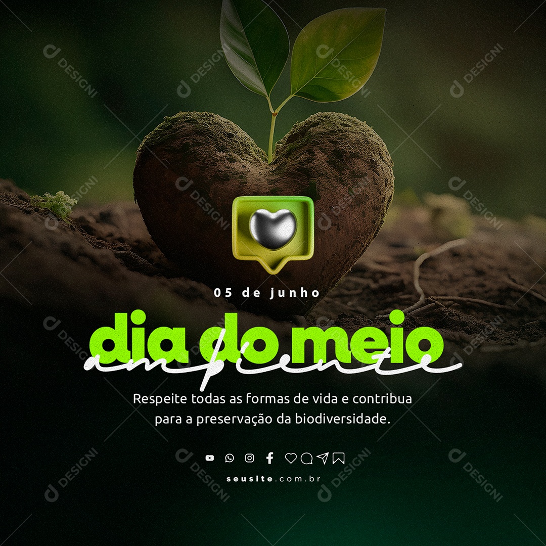 Respeite Todas As Formas De Vida e Contribua Para A Preservação Dia Mundial Do Meio Ambiente Social Media PSD Editável