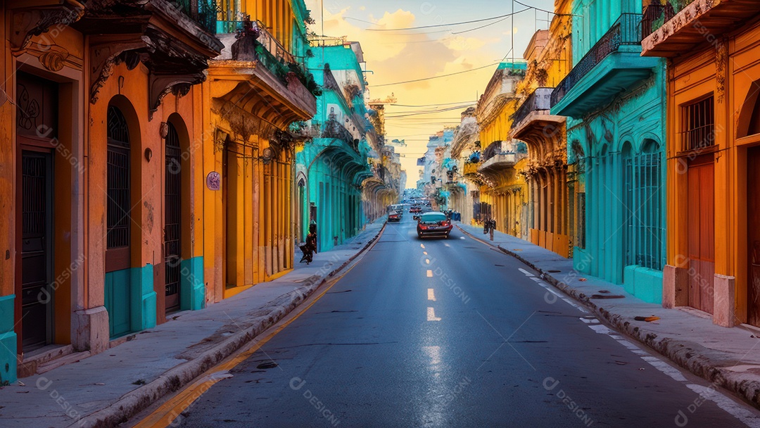 Imagem realista de cidade iluminada.