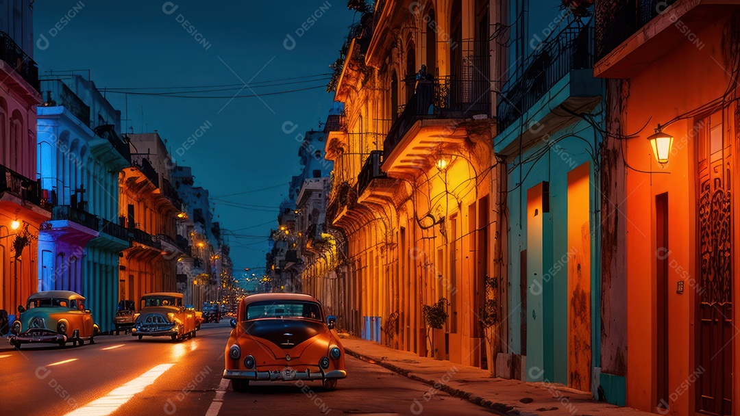 Imagem realista de cidade iluminada.