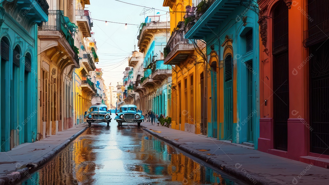 Imagem realista de cidade iluminada.