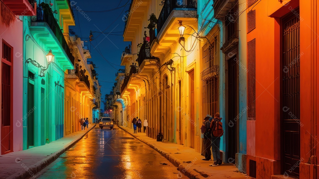 Imagem realista de cidade iluminada.