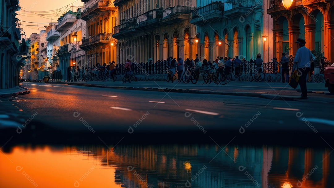 Imagem realista de cidade iluminada.