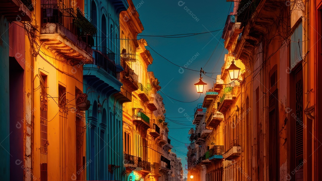 Imagem realista de cidade iluminada.