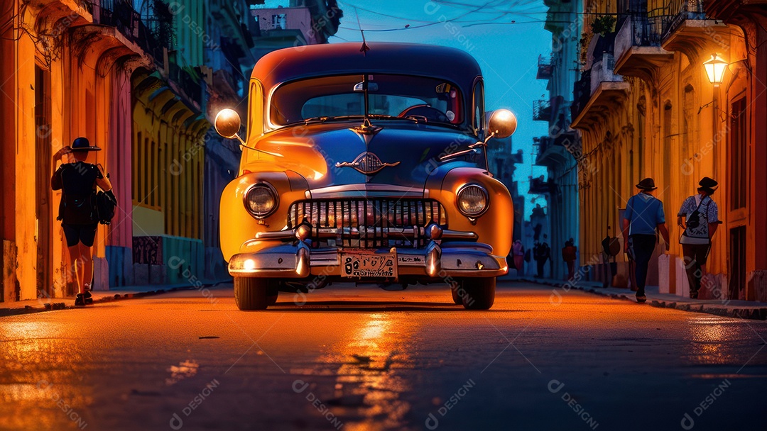 Imagem realista de cidade iluminada.