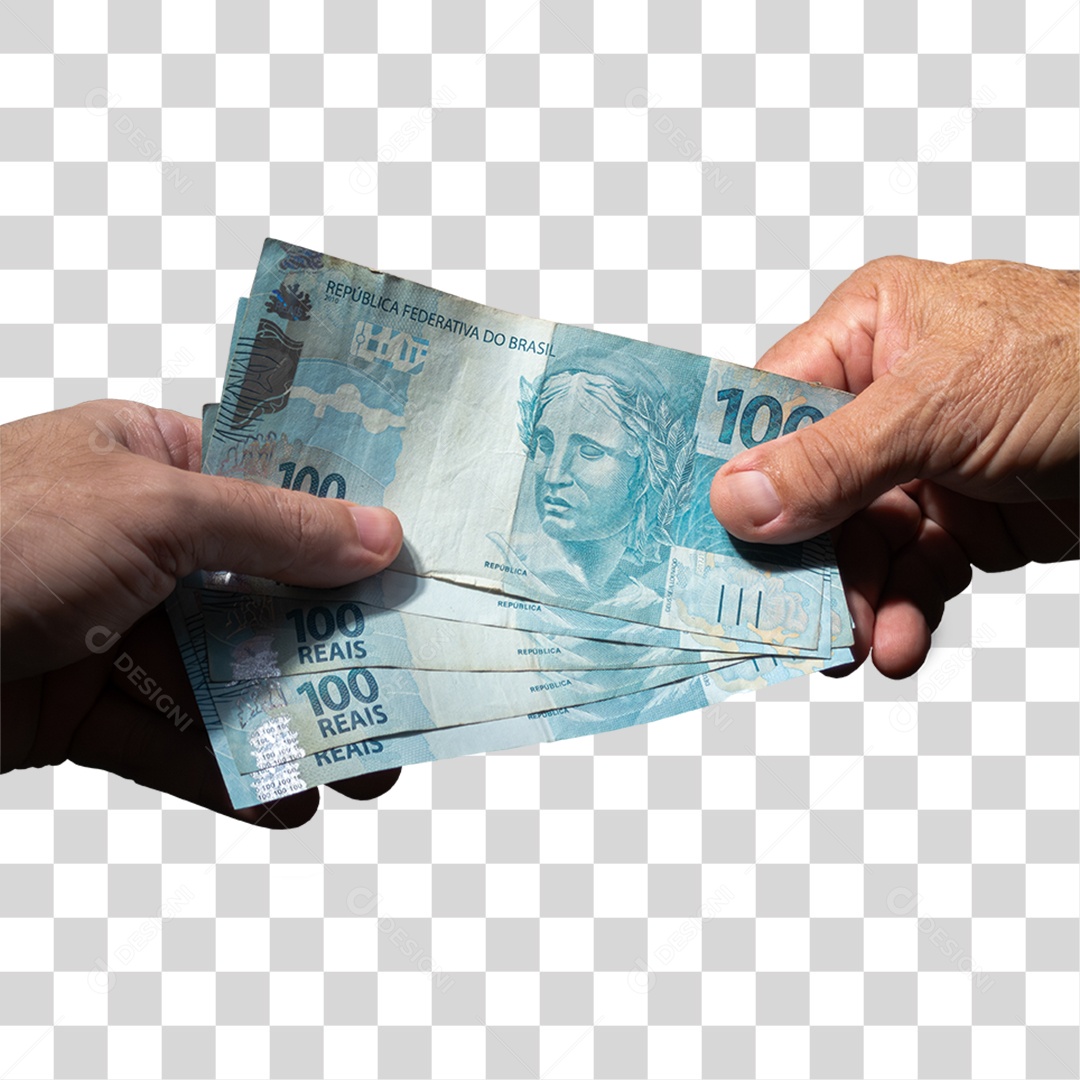 Mãos Segurando Notas de Dinheiro PNG Transparente