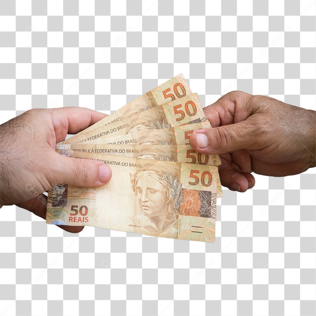 Mãos Segurando Notas de Dinheiro PNG Transparente