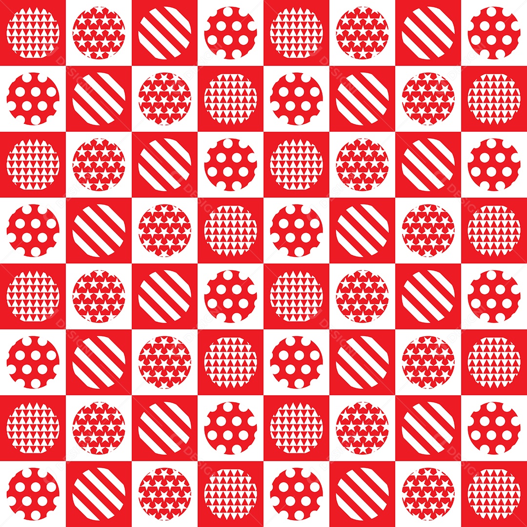 Papel de Parede Padrão Círculos Fundo Geométrico Vermelho Vetor EPS