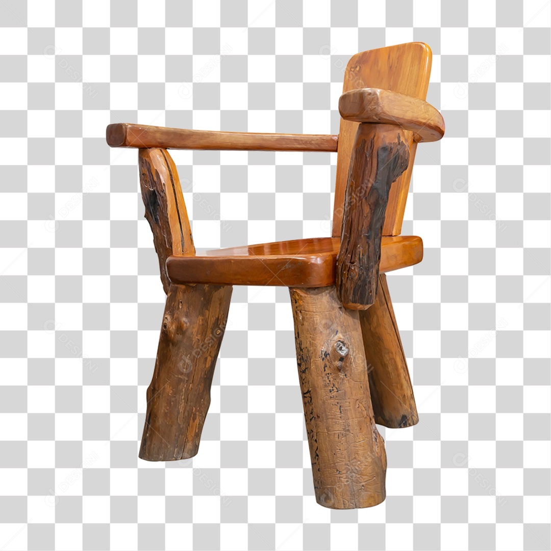 Cadeira de Madeira Rustica PNG Transparente