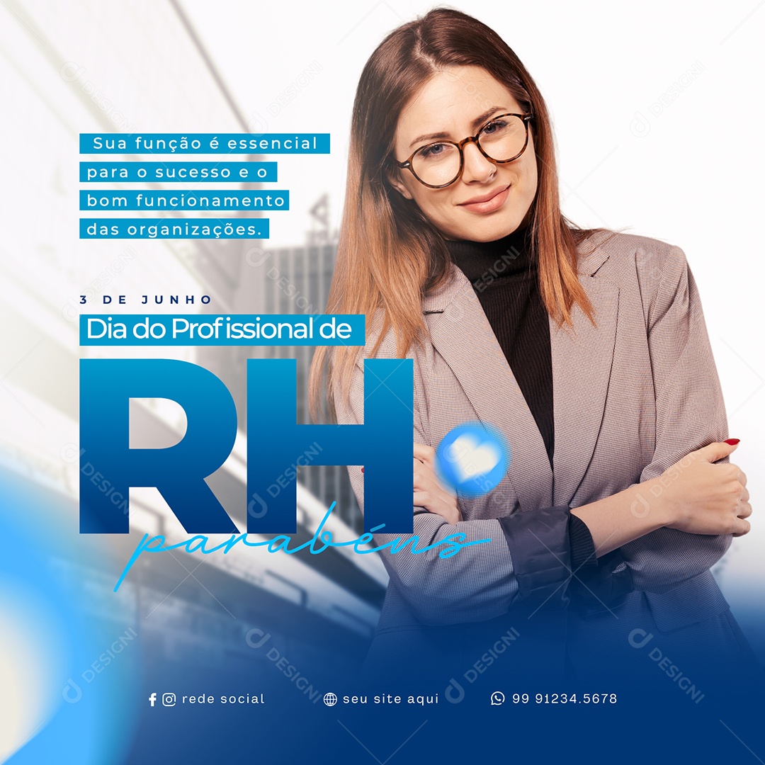 Social Media Dia Do Profissional De RH Funcionamento Das Organizações PSD Editável