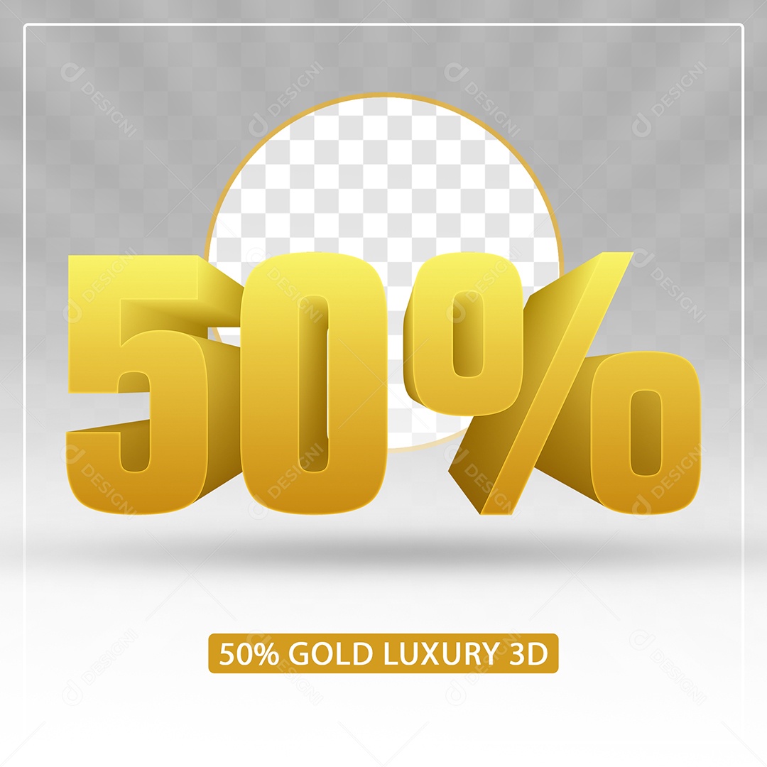 Número 50% Dourado Elemento 3D Para Composição PSD