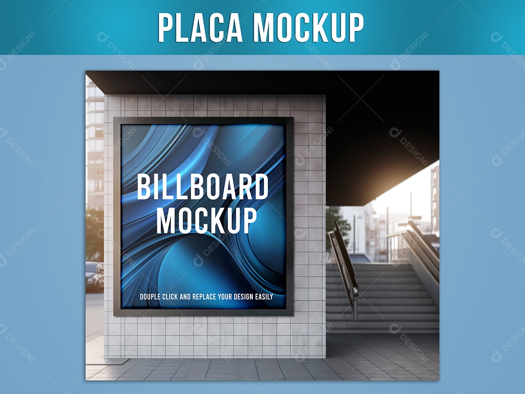 Placa Publicitária Mockup Rua da Cidade Grande PSD Editável