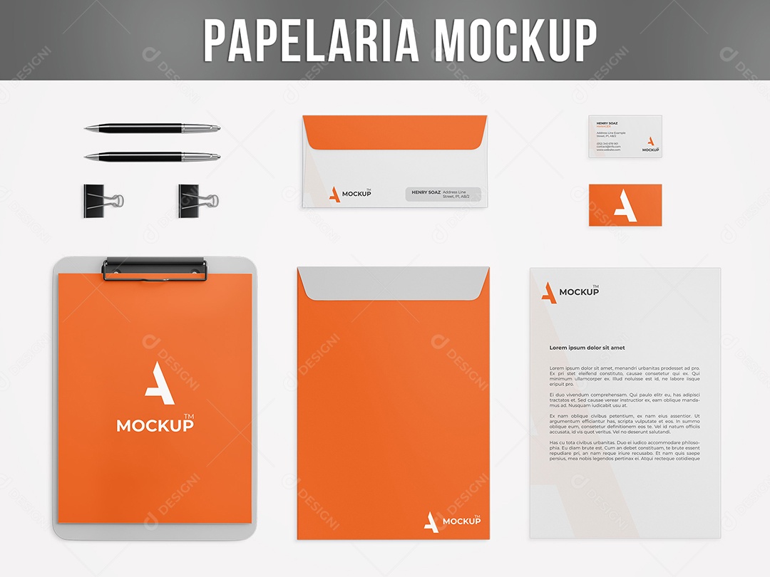 Papelaria Mockup Envelope PSD Editável