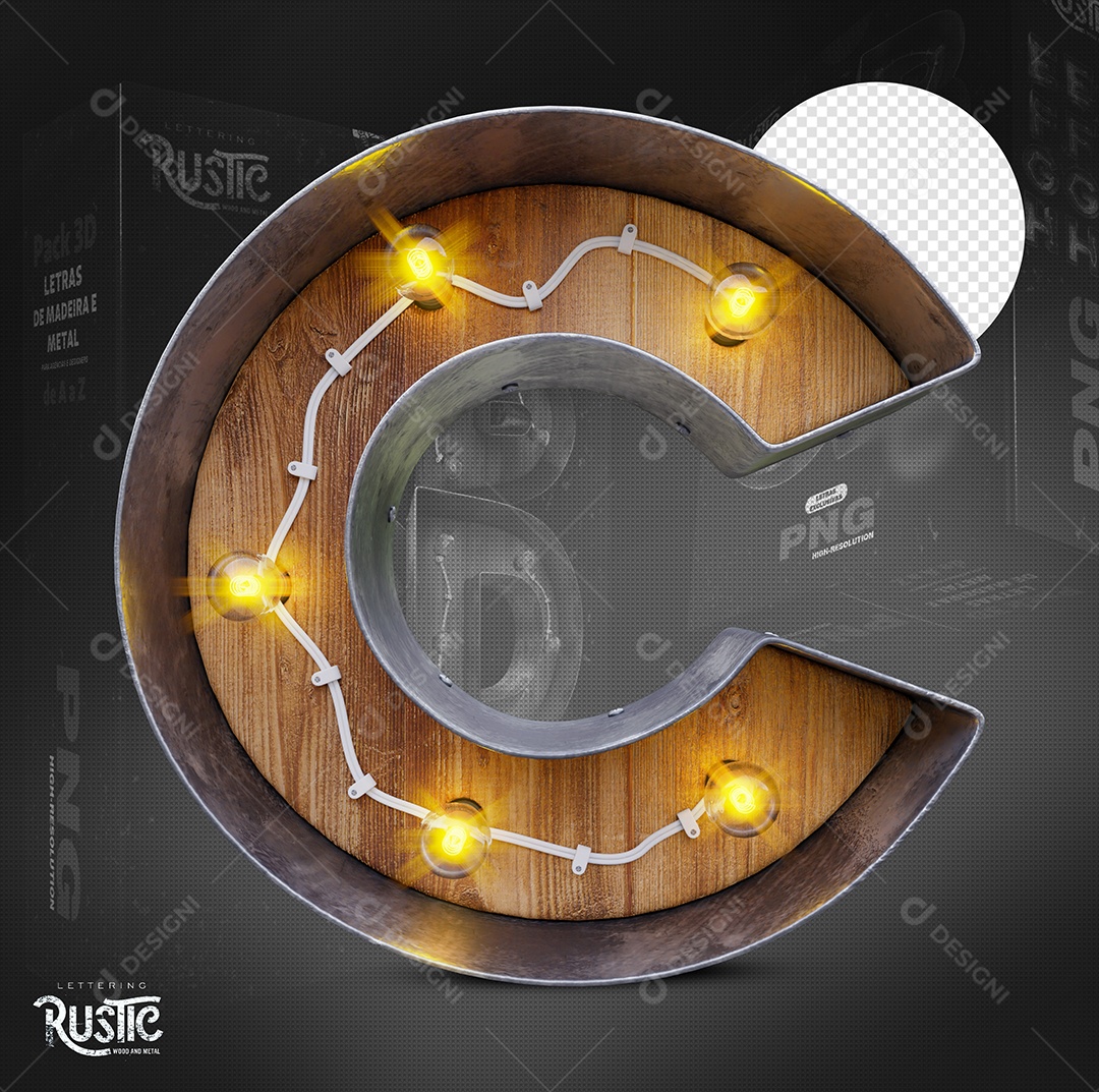 Letra C Maiúscula Com Led Elemento 3D Do Alfabeto Para Composição PSD