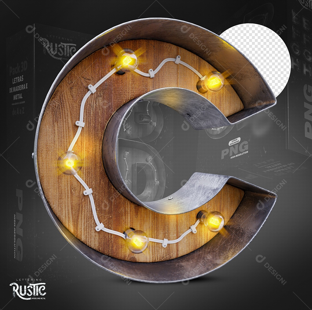 Letra C Maiúscula Com Led Elemento 3D Do Alfabeto Para Composição PSD