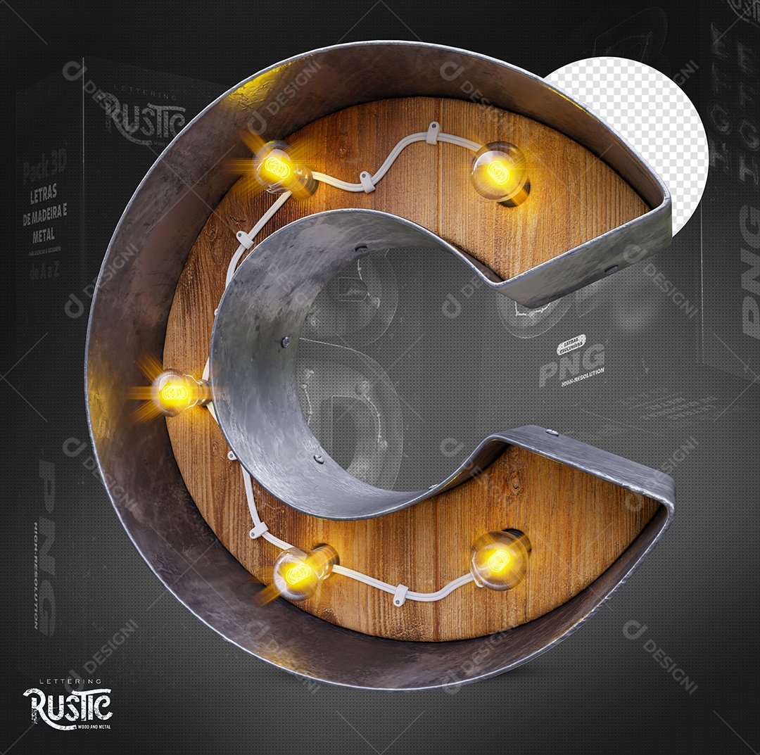 Letra C Maiúscula Com Led Elemento 3D Do Alfabeto Para Composição PSD