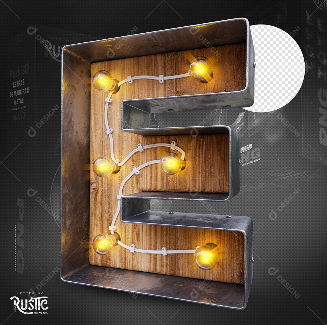 Letra E Maiúscula Com Led Elemento 3D Do Alfabeto Para Composição PSD