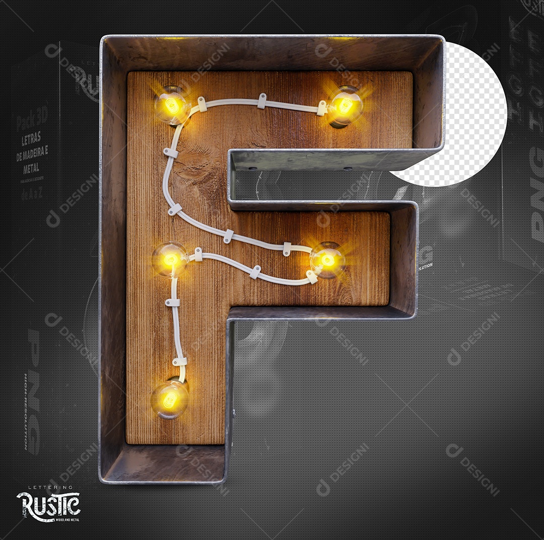 Capital Letter F With Led 3D Alphabet Element For PSD Composition