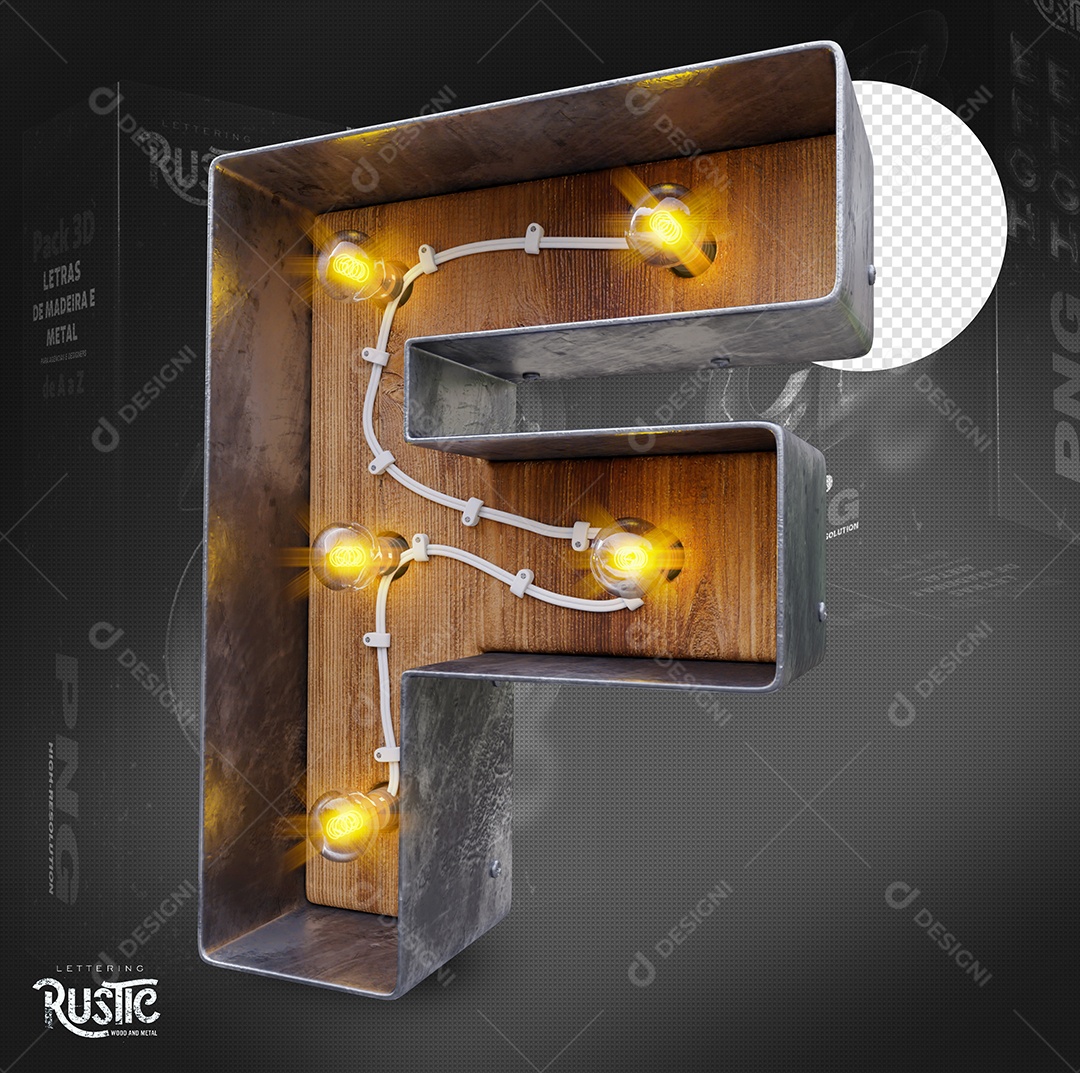 Letra F Maiúscula Com Led Elemento 3D Do Alfabeto Para Composição PSD