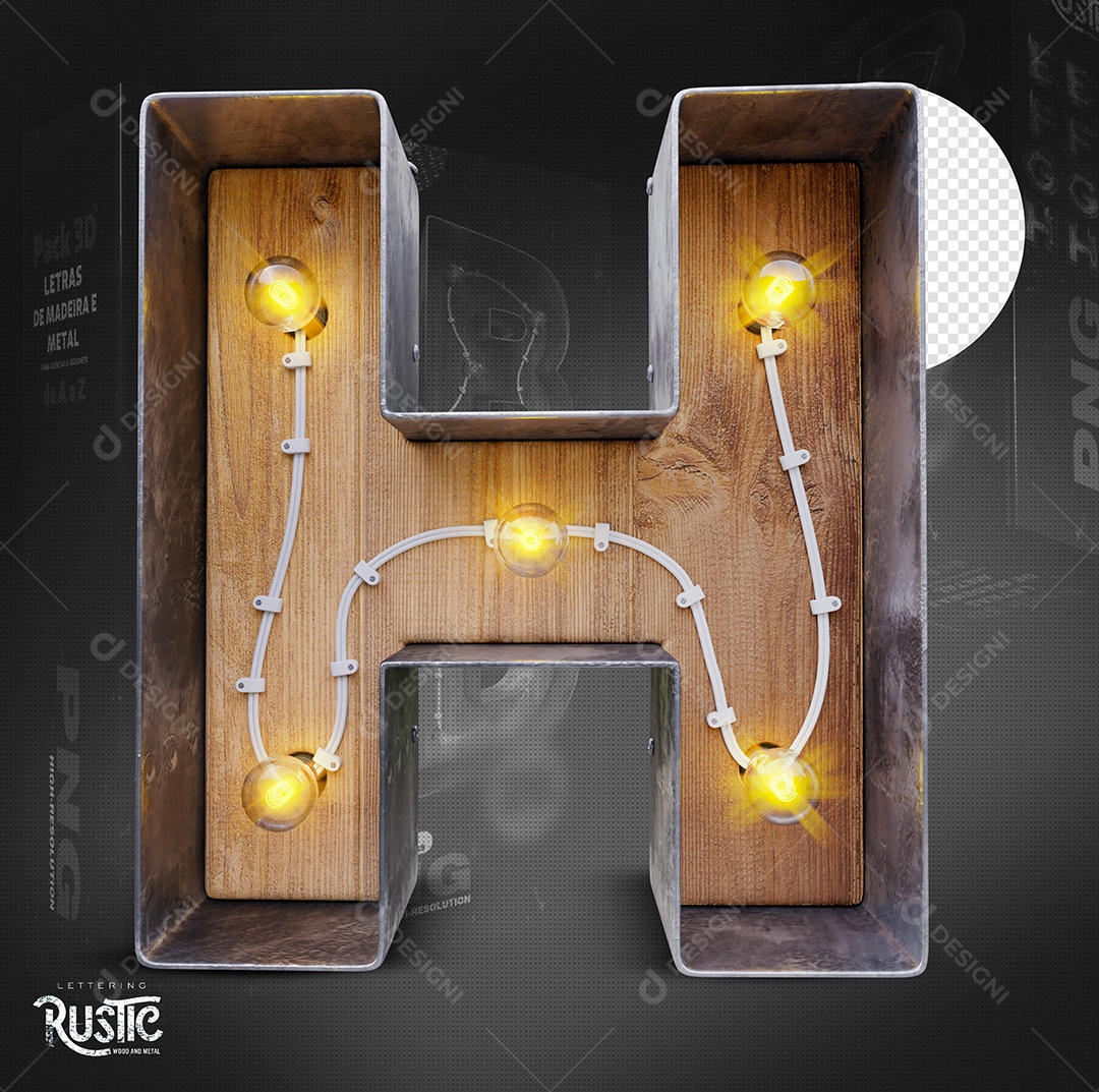 Letra H Maiúscula Com Led Elemento 3D Do Alfabeto Para Composição PSD