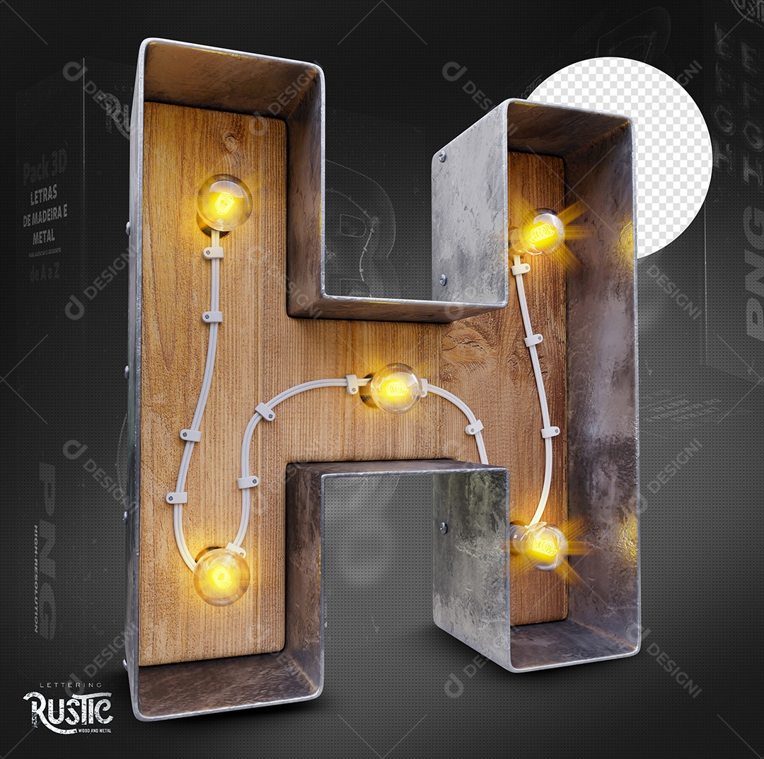 Letra H Maiúscula Com Led Elemento 3D Do Alfabeto Para Composição PSD