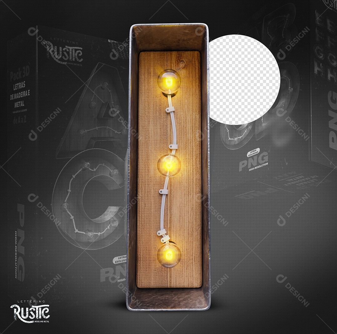 Letra I Maiúscula Com Led Elemento 3D Do Alfabeto Para Composição PSD