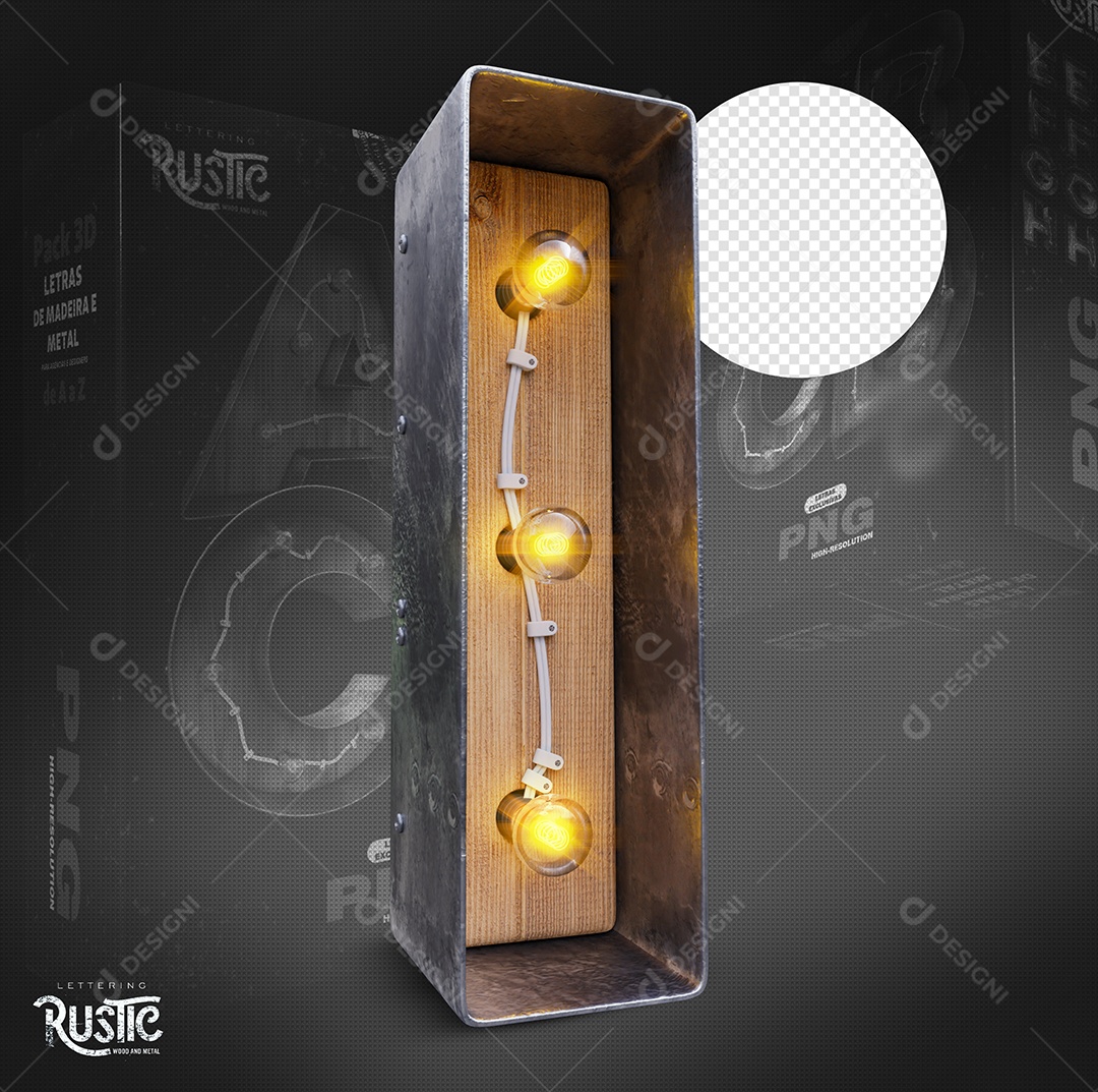 Capital Letter I With Led 3D Alphabet Element For PSD Composition