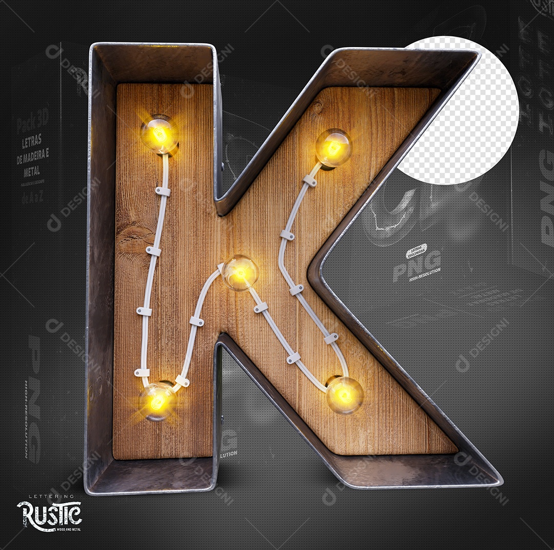 Letra K Maiúscula Com Led Elemento 3D Do Alfabeto Para Composição PSD