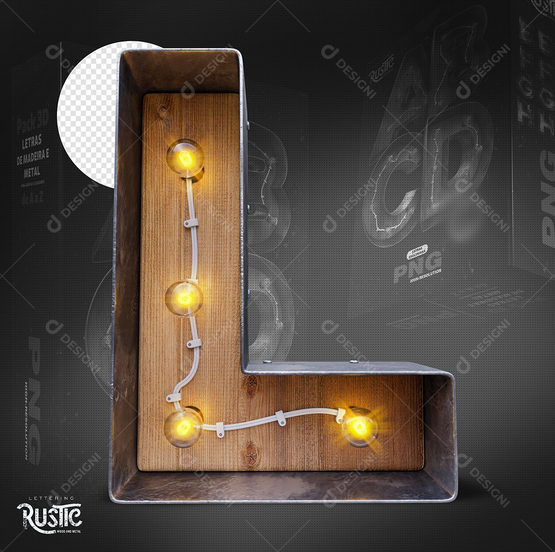 Letra L Maiúscula Com Led Elemento 3D Do Alfabeto Para Composição PSD