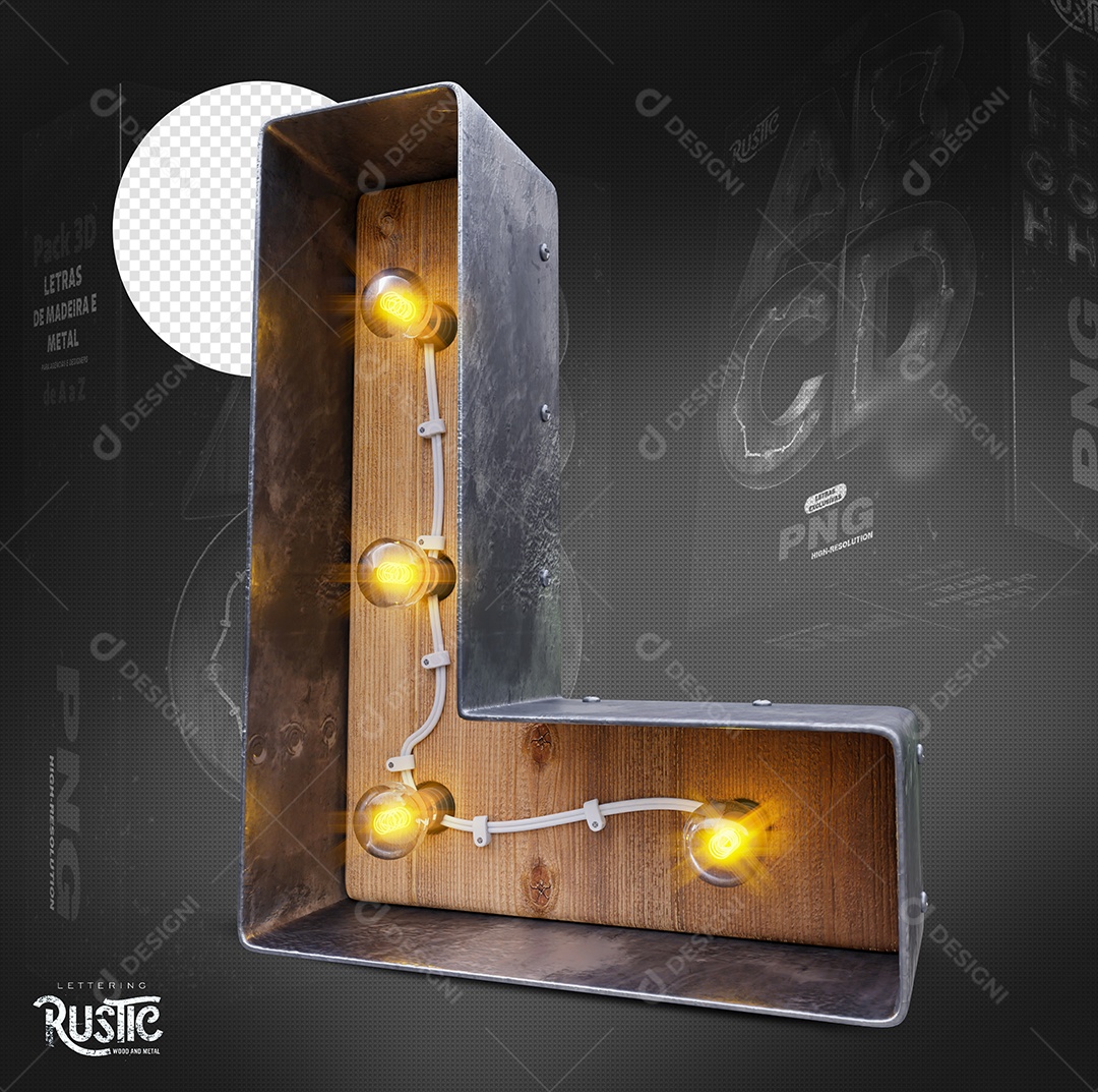 Letra L Maiúscula Com Led Elemento 3D Do Alfabeto Para Composição PSD