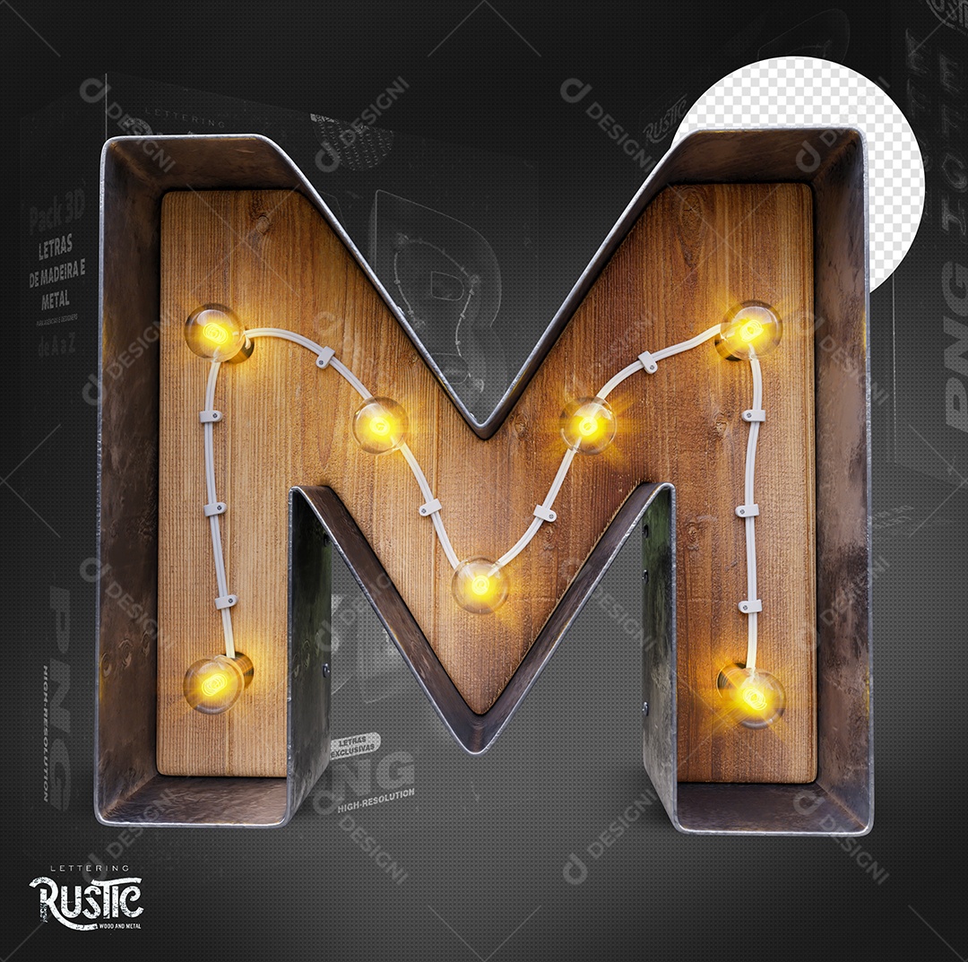 Letra M Maiúscula Com Led Elemento 3D Do Alfabeto Para Composição PSD