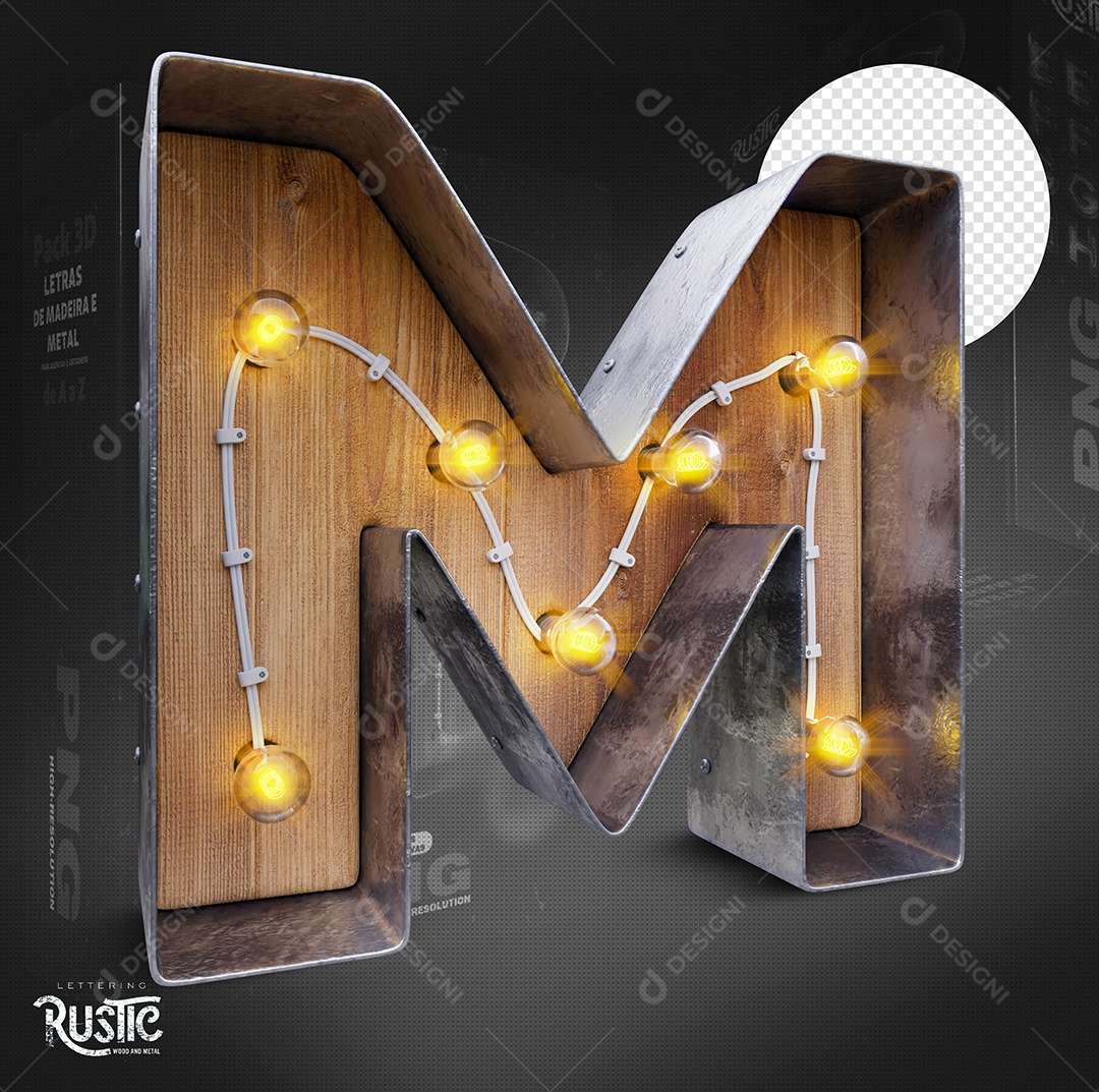 Letra M Maiúscula Com Led Elemento 3D Do Alfabeto Para Composição PSD