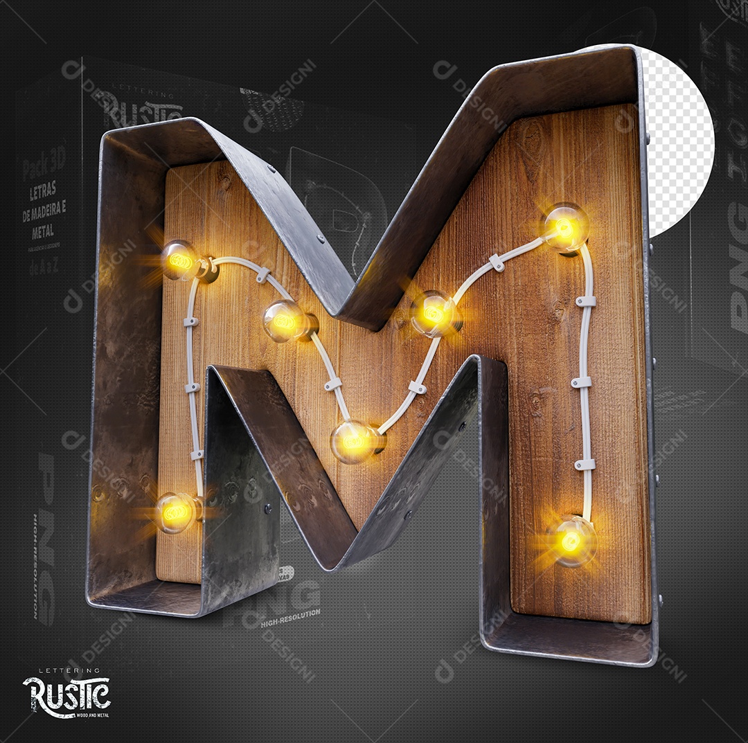 Letra M Maiúscula Com Led Elemento 3D Do Alfabeto Para Composição PSD