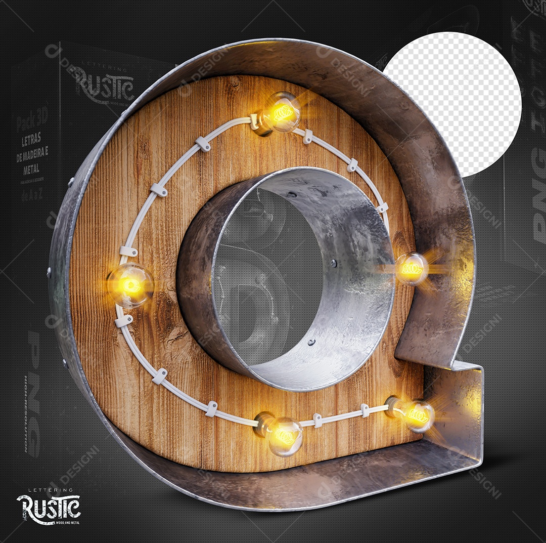 Letra Q Maiúscula Com Led Elemento 3D Do Alfabeto Para Composição PSD