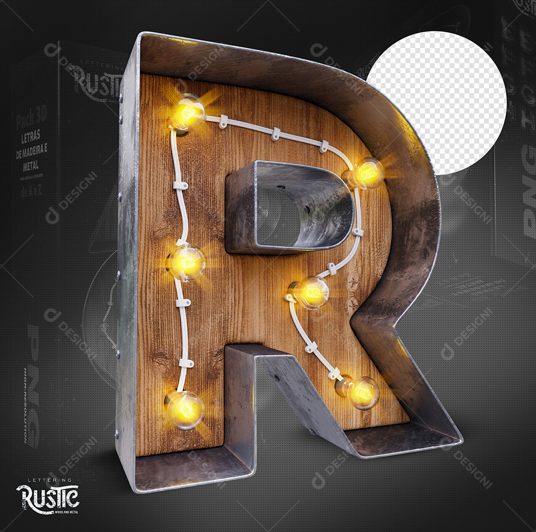 Letra R Maiúscula Com Led Elemento 3D Do Alfabeto Para Composição PSD