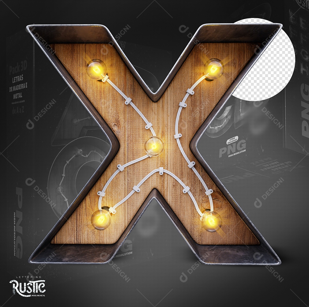 Letra X Maiúscula Com Led Elemento 3D Do Alfabeto Para Composição PSD