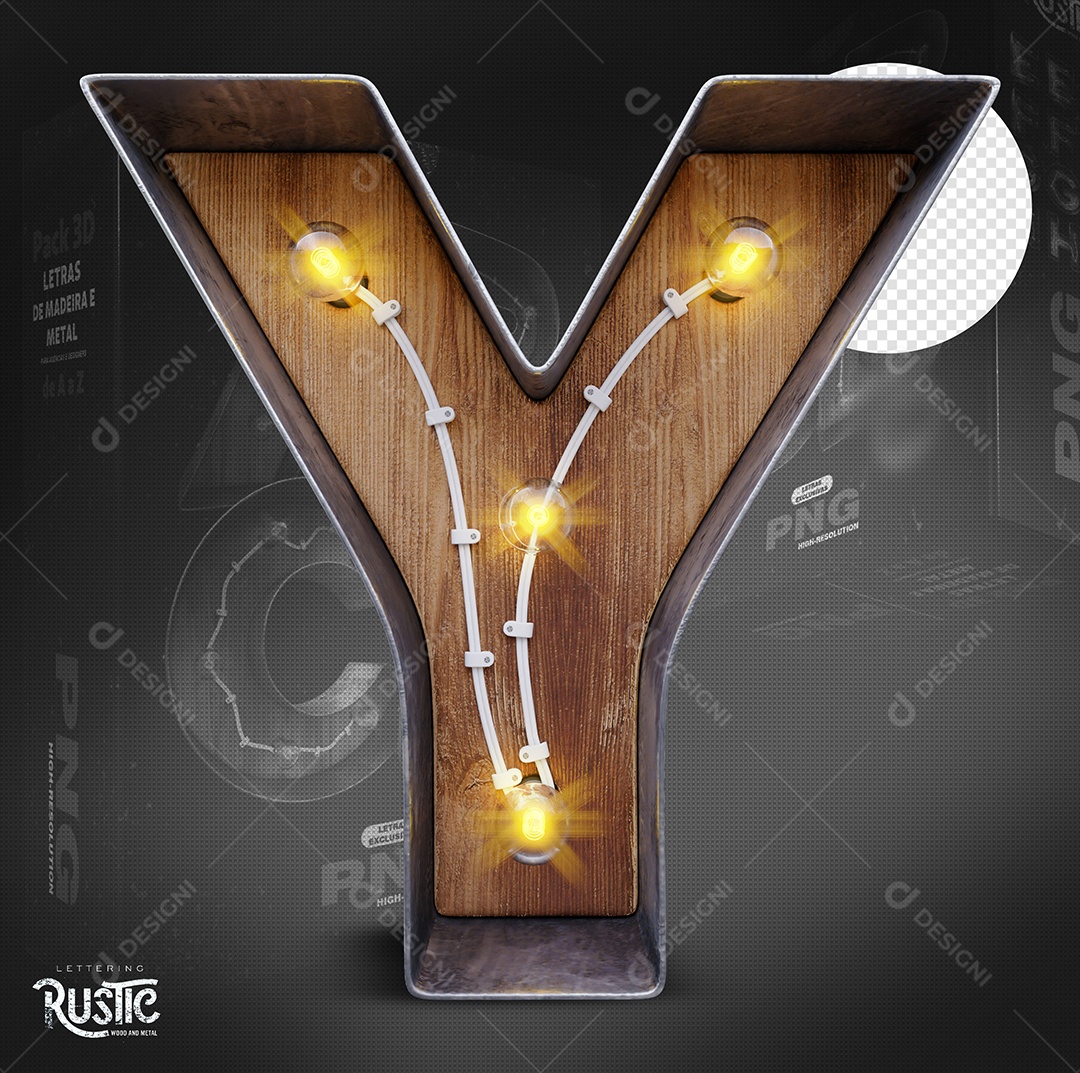 Letra Y Maiúscula Com Led Elemento 3D Do Alfabeto Para Composição PSD