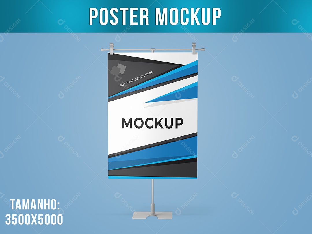 Poster Mockup com Suporte PSD Editável