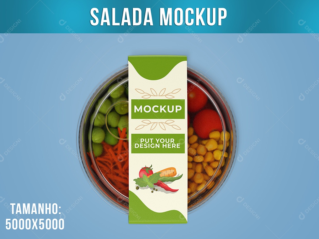 Embalagem Pote de Salada Mockup PSD Editável